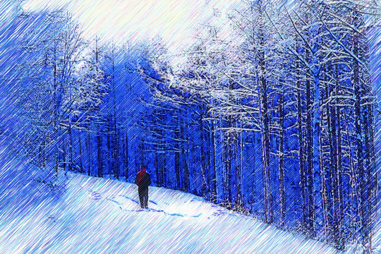 雪林圖 電腦畫