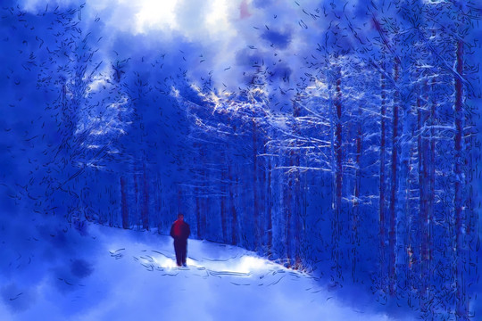 夢幻雪林 電腦抽象畫