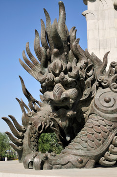 通州运河文化广场麒麟的雕塑