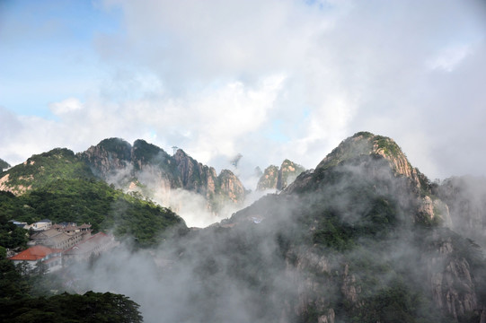 黄山 春季 云海 云雾 山脉