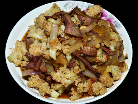 猪肝花菜炒菜