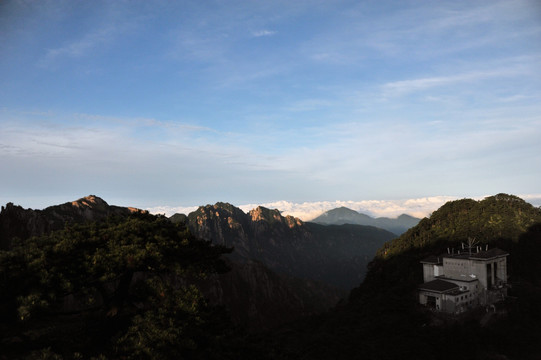 黄山 春季 云海 早晨 山脉