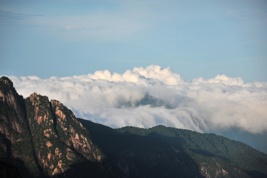 黄山 春季 云海 早晨 山脉