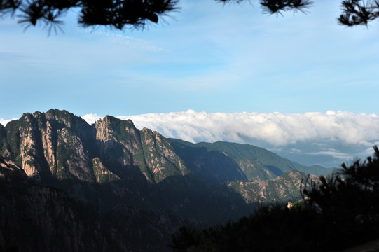 黄山 春季 云海 早晨 山脉