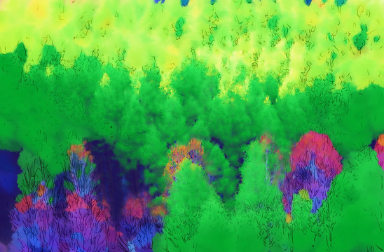 森林之美 电脑水彩画