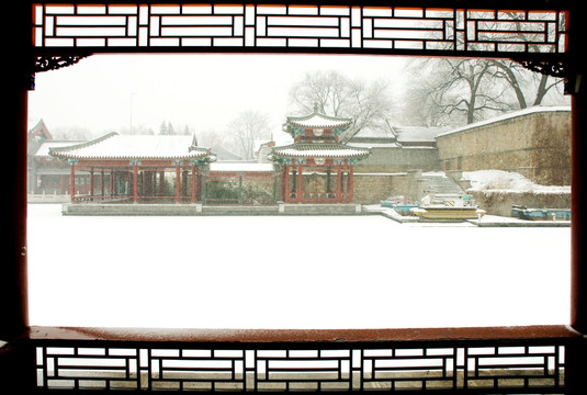 北京紫竹院御码头雪景