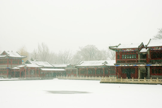 北京紫竹院御码头雪景