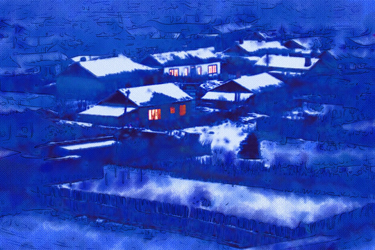 雪鄉(xiāng)夜色美 電腦抽象畫