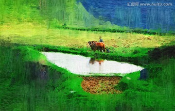 春耕圖 電腦油畫