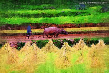 春耕图 电脑油画