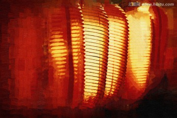 燈籠抽象畫 無框畫 油畫