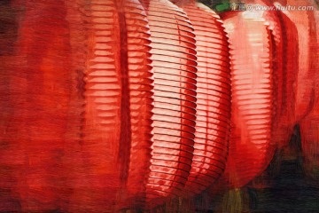 燈籠抽象畫(huà) 無(wú)框畫(huà) 油畫(huà)