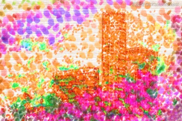 抽象畫樓房 無框畫 裝飾畫