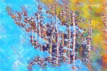 抽象畫樹林 無框畫 裝飾畫