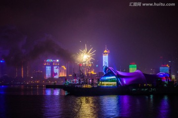 青岛大剧院 夜景烟火