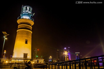 青岛情人坝灯塔 夜景