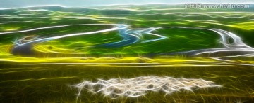 草原河湾牧羊图 电脑抽象画