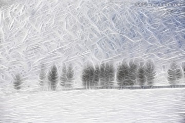 雪野树影 电脑画
