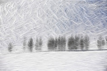 雪野樹影 電腦畫