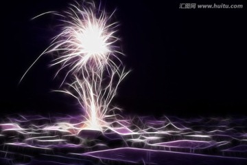 山村除夕夜 電腦抽象畫