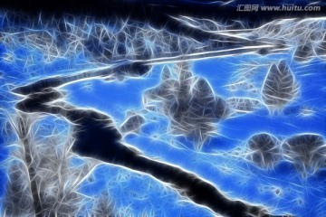 冰河树影图 抽象电脑画