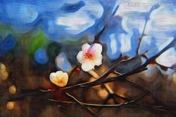 印象油畫 現(xiàn)代無框畫 梅花