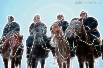 雪原馬隊(duì) 電腦畫