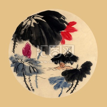 裝飾畫 插畫 掛畫 荷花