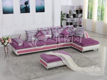 紫色布艺沙发
