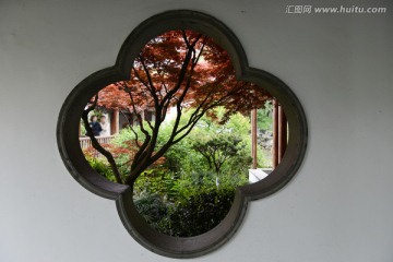 杭州郭庄 花型空窗 框景 漏景