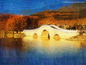 石拱桥 电脑油画