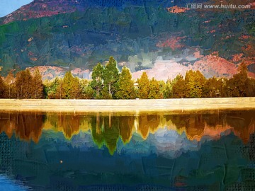 抽象湖泊 电脑画