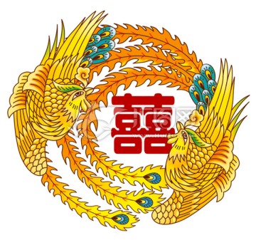 雙鳳喜慶圖
