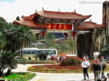 傣族建筑 電腦抽象畫