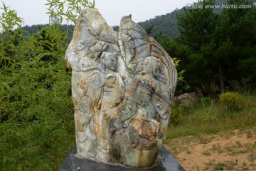 威海仙姑顶和合二圣玉雕像