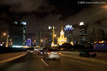 上海高架路 机场高速 夜景