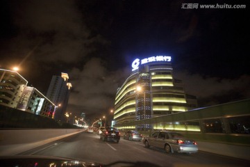 上海高架路 机场高速 夜景