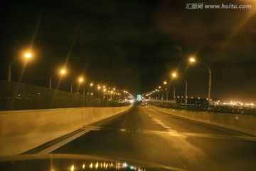 上海高架路 机场高速 夜景