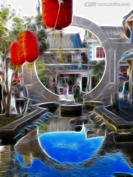 大理古城印象 電腦抽象畫(huà)