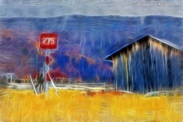 邊塞村莊 電腦抽象畫(huà)
