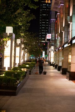 上海淮海路夜景 商业街 商场