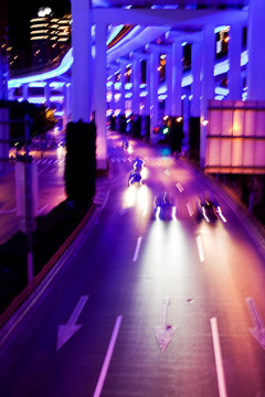 上海夜景 高架桥 灯光 道路