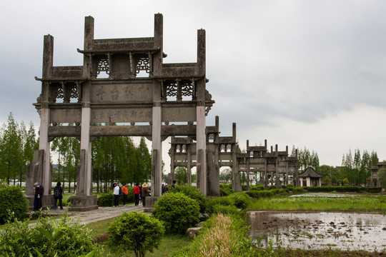 棠樾牌坊 农田 全景