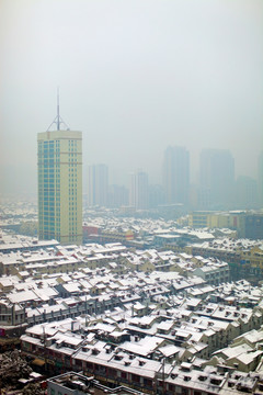 城市雪景 现代建筑上海 黄浦区