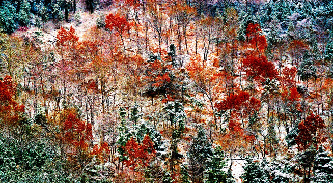 国画泰山冬日景色