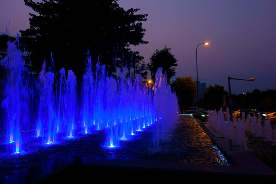 喷泉 夜景