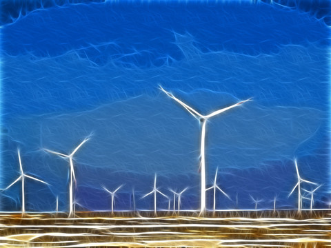 风力发电厂 电脑抽象画