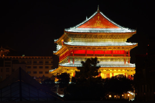 陕西西安鼓楼夜景