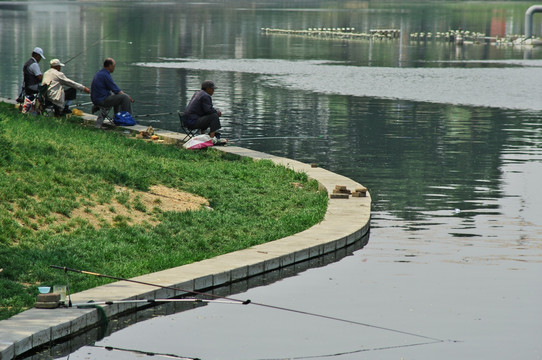 湖边垂钓