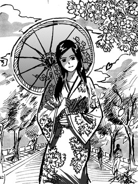 櫻花下的女孩